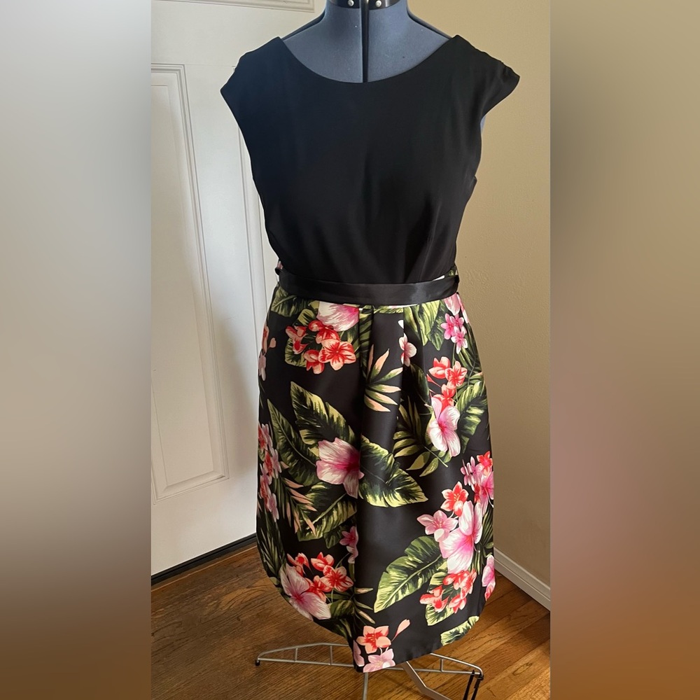Tropical, full skirted, semiformal dress